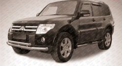 Двойная защита переднего бампера из двух труб диаметром 76 и 57 мм Slitkoff Mitsubishi Pajero 4 V80 3 дв. 1-ый рестайлинг (2011-2014)