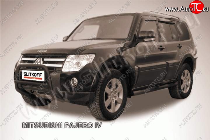 14 849 р. Кенгурятник d57 низкий Mitsubishi Pajero 4 V80 дорестайлинг (2006-2011) (Цвет: серебристый)  с доставкой в г. Омск