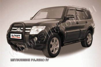 23 799 р. Кенгурятник d76 высокий Mitsubishi Pajero 4 V80 дорестайлинг (2006-2011) (Цвет: серебристый)  с доставкой в г. Омск. Увеличить фотографию 1