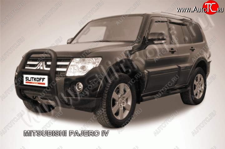 23 799 р. Кенгурятник d76 высокий Mitsubishi Pajero 4 V80 дорестайлинг (2006-2011) (Цвет: серебристый)  с доставкой в г. Омск