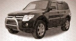 Усиленная низкая защита переднего бампера из трубы диаметром 76 мм Slitkoff Mitsubishi Pajero 4 V80 3 дв. 1-ый рестайлинг (2011-2014)