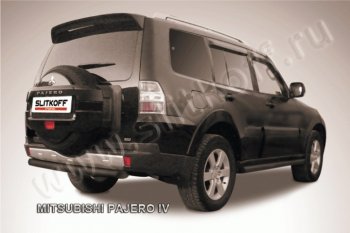 7 649 р. Защита задняя Slitkoff Mitsubishi Pajero 4 V90 2-ой рестайлинг (2014-2020) (Цвет: серебристый)  с доставкой в г. Омск. Увеличить фотографию 1