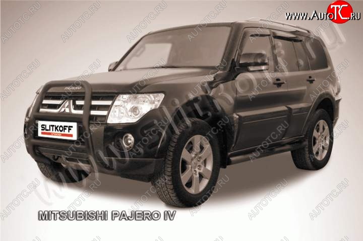 15 949 р. Кенгурятник d57 высокий Mitsubishi Pajero 4 V80 дорестайлинг (2006-2011) (Цвет: серебристый)  с доставкой в г. Омск