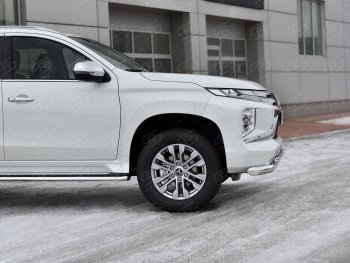 23 999 р. Защита переднего бампера (2 трубы Ø76 и 42 мм, нержавейка) SLITKOFF  Mitsubishi Pajero Sport  QF (2019-2022) рестайлинг  с доставкой в г. Омск. Увеличить фотографию 4