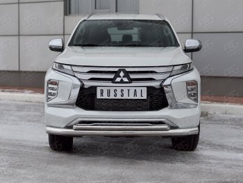 23 999 р. Защита переднего бампера (2 трубы Ø76 и 42 мм, нержавейка) SLITKOFF  Mitsubishi Pajero Sport  QF (2019-2022) рестайлинг  с доставкой в г. Омск. Увеличить фотографию 2