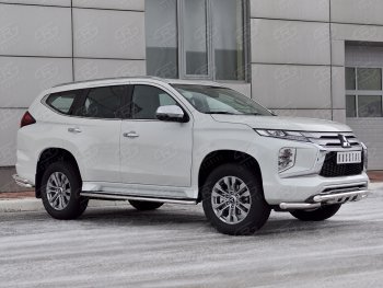 23 999 р. Защита переднего бампера Russtal (Ø63 мм с уголками, нержавейка) Mitsubishi Pajero Sport QF рестайлинг (2019-2022)  с доставкой в г. Омск. Увеличить фотографию 3