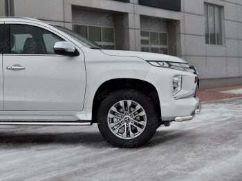 28 949 р. Защита переднего бампера (2 трубы Ø63 и 42 мм, нержавейка) SLITKOFF  Mitsubishi Pajero Sport  QF (2019-2022) рестайлинг  с доставкой в г. Омск. Увеличить фотографию 4