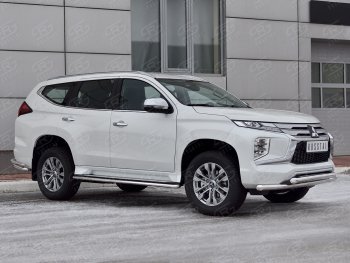 28 949 р. Защита переднего бампера (2 трубы Ø63 и 42 мм, нержавейка) SLITKOFF  Mitsubishi Pajero Sport  QF (2019-2022) рестайлинг  с доставкой в г. Омск. Увеличить фотографию 3