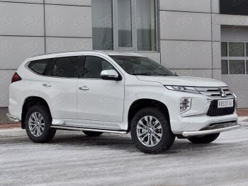 16 699 р. Защита переднего бампера (Ø76 мм, нержавейка) SLITKOFF  Mitsubishi Pajero Sport  QF (2019-2022) рестайлинг  с доставкой в г. Омск. Увеличить фотографию 3