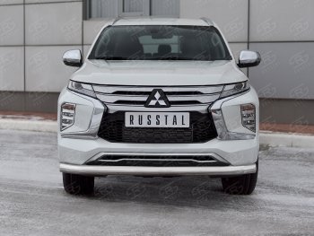 Защита переднего бампера (Ø76 мм, нержавейка) Russtal Mitsubishi Pajero Sport QF рестайлинг (2019-2022)