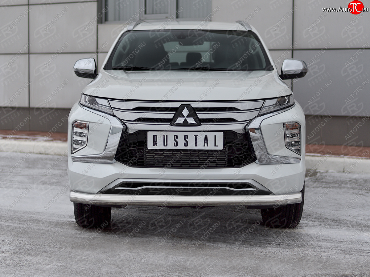 16 699 р. Защита переднего бампера (Ø76 мм, нержавейка) SLITKOFF  Mitsubishi Pajero Sport  QF (2019-2022) рестайлинг  с доставкой в г. Омск