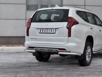 Защита заднего бампера (Ø63 мм уголки, нержавейка) SLITKOFF Mitsubishi (Митсубиси) Pajero Sport (Паджеро)  QF (2019-2022) QF рестайлинг