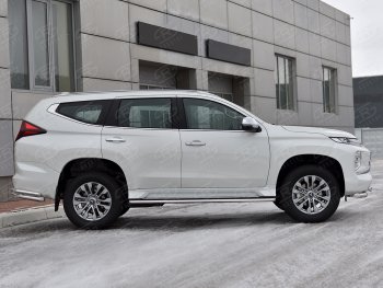 13 349 р. Защита порогов на Russtal (Ø42 мм) Mitsubishi Pajero Sport QF рестайлинг (2019-2022) (полированная нержавейка)  с доставкой в г. Омск. Увеличить фотографию 3