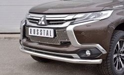 3 749 р. Защитная решётка в воздуховод бампера Berkut (нержавейка) Mitsubishi Pajero Sport QE дорестайлинг (2015-2021)  с доставкой в г. Омск. Увеличить фотографию 2