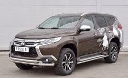 15 999 р. Защита переднего бампера (2 трубыØ63 мм, нержавейка) SLITKOFF  Mitsubishi Pajero Sport  QE (2015-2021) дорестайлинг  с доставкой в г. Омск. Увеличить фотографию 2