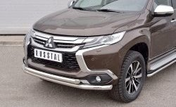 15 999 р. Защита переднего бампера (2 трубыØ63 мм, нержавейка) SLITKOFF  Mitsubishi Pajero Sport  QE (2015-2021) дорестайлинг  с доставкой в г. Омск. Увеличить фотографию 3