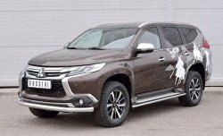 15 199 р. Защита переднего бампера (Ø76 мм, нержавейка) SLITKOFF  Mitsubishi Pajero Sport  QE (2015-2021) дорестайлинг  с доставкой в г. Омск. Увеличить фотографию 2