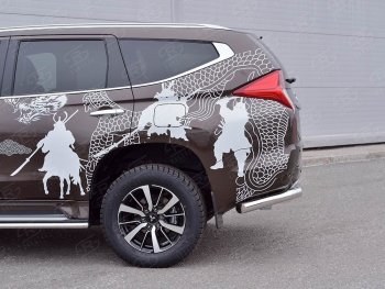 21 899 р. Защита заднего бампера (Ø63 мм, нержавейка) SLITKOFF  Mitsubishi Pajero Sport  QE (2015-2021) дорестайлинг (лист - нержавейка, профиль - нержавейка)  с доставкой в г. Омск. Увеличить фотографию 2