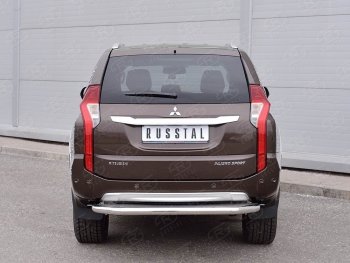 21 899 р. Защита заднего бампера (Ø63 мм, нержавейка) SLITKOFF  Mitsubishi Pajero Sport  QE (2015-2021) дорестайлинг (лист - нержавейка, профиль - нержавейка)  с доставкой в г. Омск. Увеличить фотографию 3