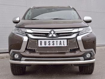 4 299 р. Сетка нижнего воздухозаборника (нержавеющая сталь) Russtal  Mitsubishi Pajero Sport  QE (2015-2021) дорестайлинг  с доставкой в г. Омск. Увеличить фотографию 1