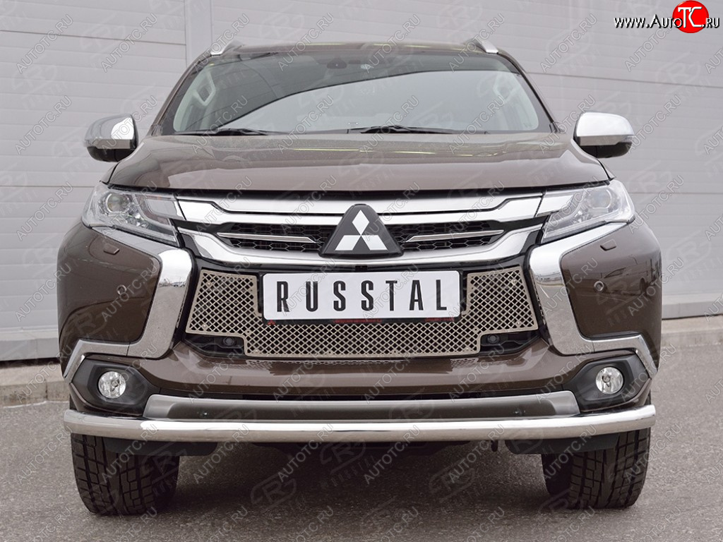 4 299 р. Сетка нижнего воздухозаборника (нержавеющая сталь) Russtal Mitsubishi Pajero Sport QE дорестайлинг (2015-2021)  с доставкой в г. Омск