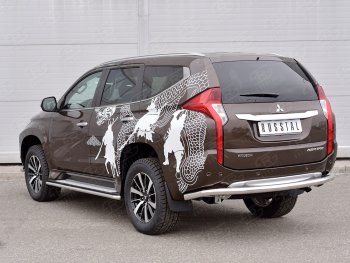 8 699 р. Защита заднего бампера (Ø63 мм, нержавейка) SLITKOFF  Mitsubishi Pajero Sport  QE (2015-2021) дорестайлинг  с доставкой в г. Омск. Увеличить фотографию 3