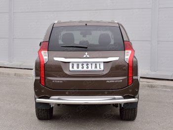 8 699 р. Защита заднего бампера (Ø63 мм, нержавейка) SLITKOFF  Mitsubishi Pajero Sport  QE (2015-2021) дорестайлинг  с доставкой в г. Омск. Увеличить фотографию 2