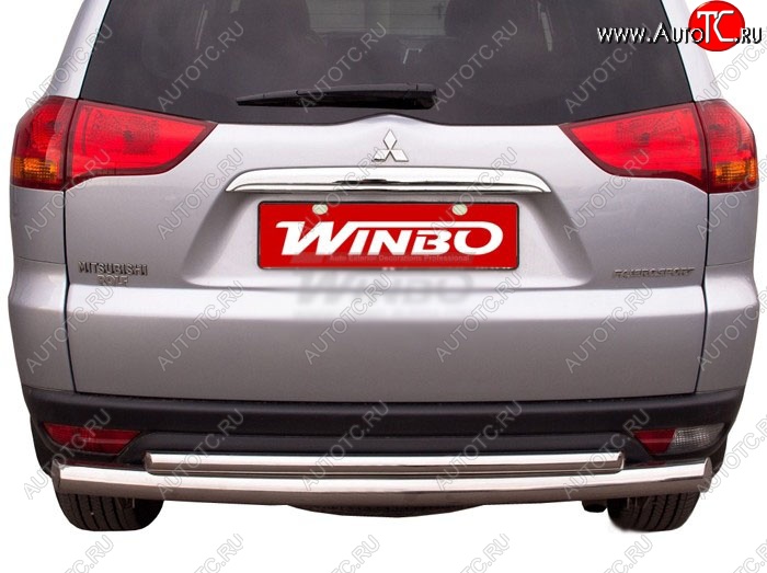 13 249 р. Защита заднего бампера WINBO (Ø76 и 42 мм, нержавейка)  Mitsubishi Pajero Sport  PB (2008-2013) дорестайлинг  с доставкой в г. Омск