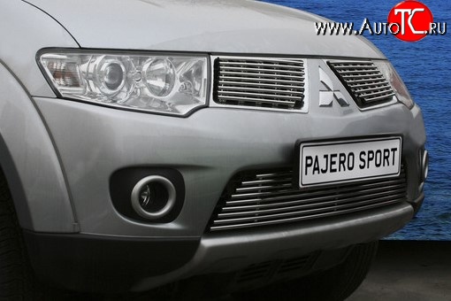 5 399 р. Декоративная вставка решетки радиатора Berkut Mitsubishi Pajero Sport PB дорестайлинг (2008-2013)  с доставкой в г. Омск