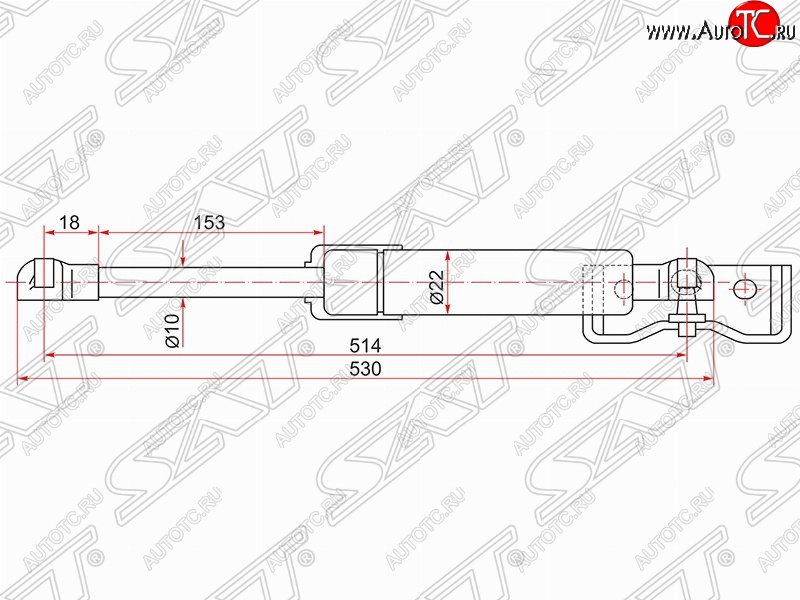 1 299 р. Газовый упор крышки багажника SAT  Mitsubishi Pajero Sport  PB (2008-2013) дорестайлинг  с доставкой в г. Омск