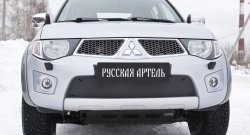 1 159 р. Зимняя заглушка решетки переднего бампера РА  Mitsubishi Pajero Sport  PB (2008-2013) дорестайлинг  с доставкой в г. Омск. Увеличить фотографию 2