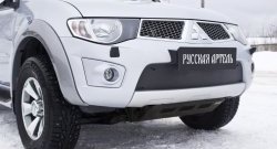 1 159 р. Зимняя заглушка решетки переднего бампера РА  Mitsubishi Pajero Sport  PB (2008-2013) дорестайлинг  с доставкой в г. Омск. Увеличить фотографию 3