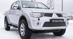 1 159 р. Зимняя заглушка решетки переднего бампера РА  Mitsubishi Pajero Sport  PB (2008-2013) дорестайлинг  с доставкой в г. Омск. Увеличить фотографию 1