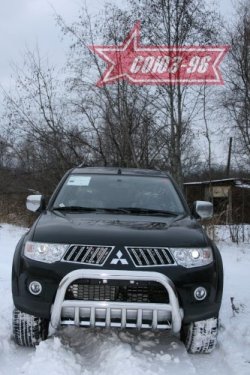 18 314 р. Защита переднего бампера Souz-96 (d76) Mitsubishi Pajero Sport PB дорестайлинг (2008-2013)  с доставкой в г. Омск. Увеличить фотографию 2