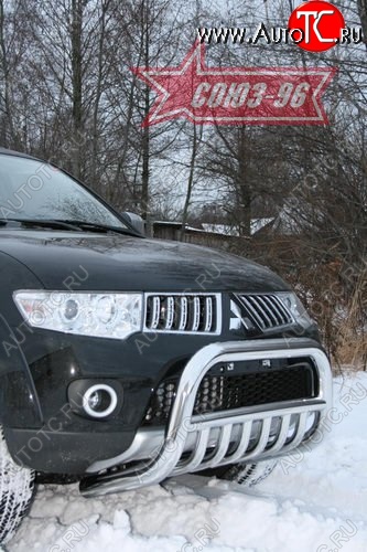 18 314 р. Защита переднего бампера Souz-96 (d76) Mitsubishi Pajero Sport PB дорестайлинг (2008-2013)  с доставкой в г. Омск