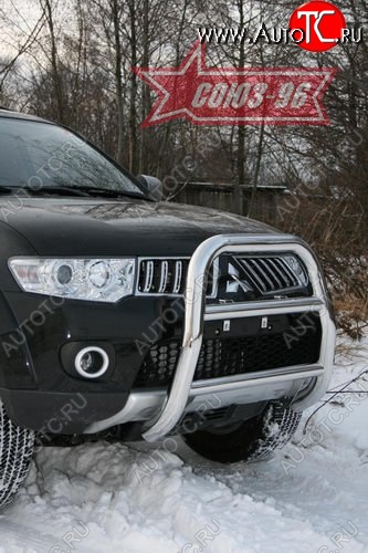 16 739 р. Защита переднего бампера Souz-96 (d76) Mitsubishi Pajero Sport PB дорестайлинг (2008-2013)  с доставкой в г. Омск