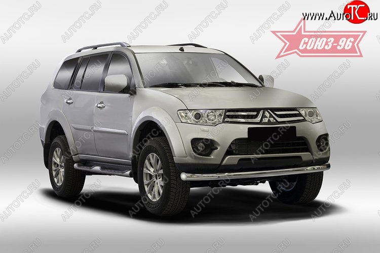 11 654 р. Защита переднего бампера одинарная Souz-96 (d76) Mitsubishi Pajero Sport PB дорестайлинг (2008-2013)  с доставкой в г. Омск