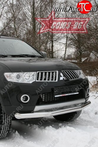 11 564 р. Защита переднего бампера одинарная Souz-96 (d76) Mitsubishi Pajero Sport PB дорестайлинг (2008-2013)  с доставкой в г. Омск