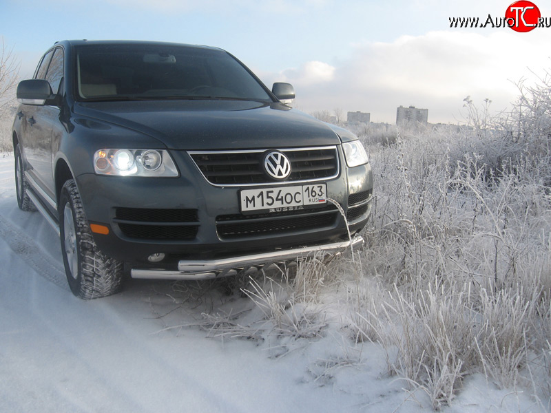 14 249 р. Двойная Защита переднего бампера Metall Design Volkswagen Touareg GP дорестайлинг (2002-2007)  с доставкой в г. Омск