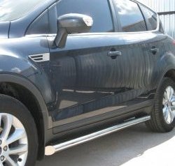 14 849 р. Защита порогов Russtal 76 мм  Ford Kuga  1 (2008-2013) (Защита порогов с со скосами на торцах (вариант 1))  с доставкой в г. Омск. Увеличить фотографию 1