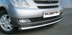 15 649 р. Одинарная защита переднего бампера Russtal 76 мм Hyundai Starex/Grand Starex/H1 TQ дорестайлинг (2007-2013)  с доставкой в г. Омск. Увеличить фотографию 2