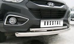 Защита переднего бампера (2 трубыØ63 и 42 мм, нержавейка) SLITKOFF Hyundai (Хюндаи) IX35 (ИX35)  LM (2009-2018) LM дорестайлинг, рестайлинг