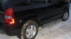 14 849 р. Защита порогов из круглой трубы диаметром d63 мм Russtal  Hyundai Tucson  JM (2004-2010) (Защита порогов с со скосами на торцах (вариант 1))  с доставкой в г. Омск. Увеличить фотографию 1