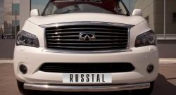 17 799 р. Одинарная защита переднего бампера Russtal диаметром 76 мм  INFINITI QX56  Z62 (2010-2013)  с доставкой в г. Омск. Увеличить фотографию 2