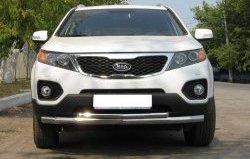 Защита переднего бампера (2 трубы Ø63 и 42 мм, нержавейка) Russtal KIA Sorento XM дорестайлинг (2009-2012)