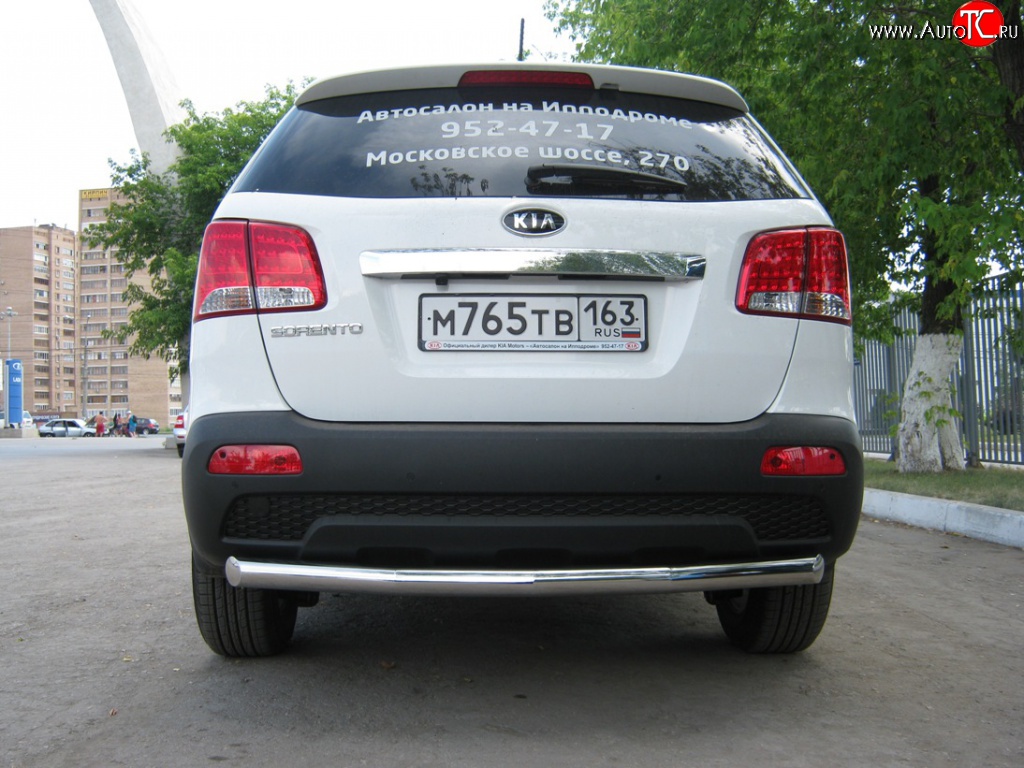 15 449 р. Защита заднего бампера (Ø76 мм, нержавейка) SLITKOFF  KIA Sorento  XM (2009-2012) дорестайлинг  с доставкой в г. Омск