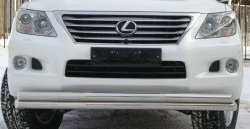 Защита переднего бампера (2 трубыØ70 мм, нержавейка) SLITKOFF Lexus (Лексус) LX570 (ЛХ)  J200 (2007-2012) J200 дорестайлинг