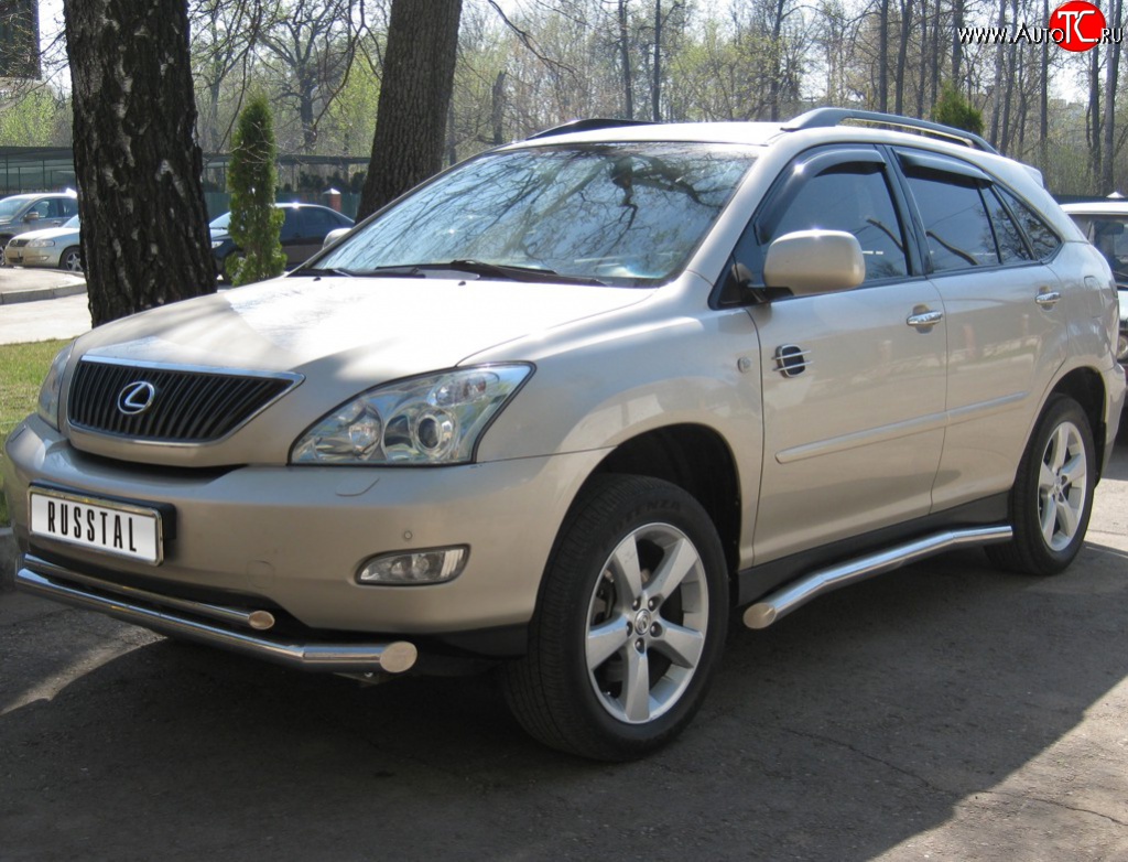 11 599 р. Защита переднего бампера (2 трубыØ63 и 42 мм, нержавейка) Russtal Lexus RX300 XU30 дорестайлинг (2003-2006)  с доставкой в г. Омск