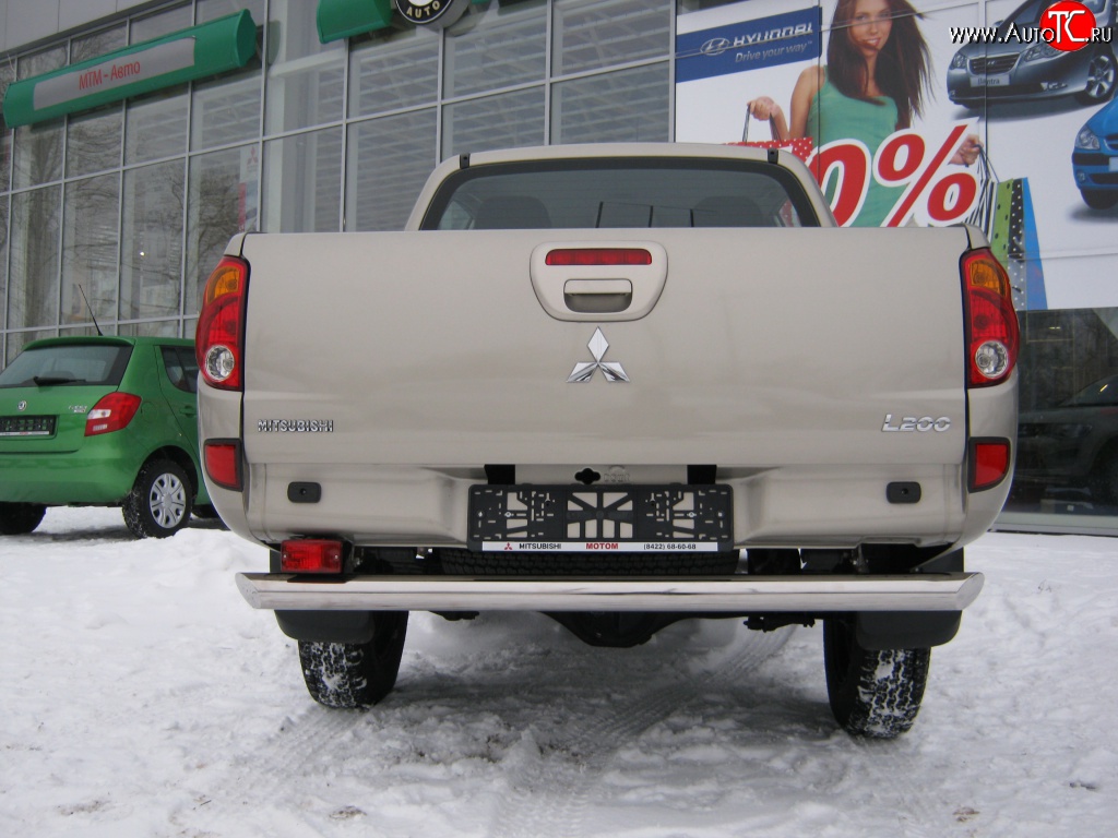 13 399 р. Защита заднего бампера (Ø76 мм, нержавейка) SLITKOFF  Mitsubishi L200 ( 4,  5 KK,KL) (2006-2022)  дорестайлинг, рестайлинг  с доставкой в г. Омск