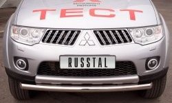 15 849 р. Одинарная защита переднего бампера Russtal диаметром 76 мм Mitsubishi Pajero Sport PB дорестайлинг (2008-2013)  с доставкой в г. Омск. Увеличить фотографию 2